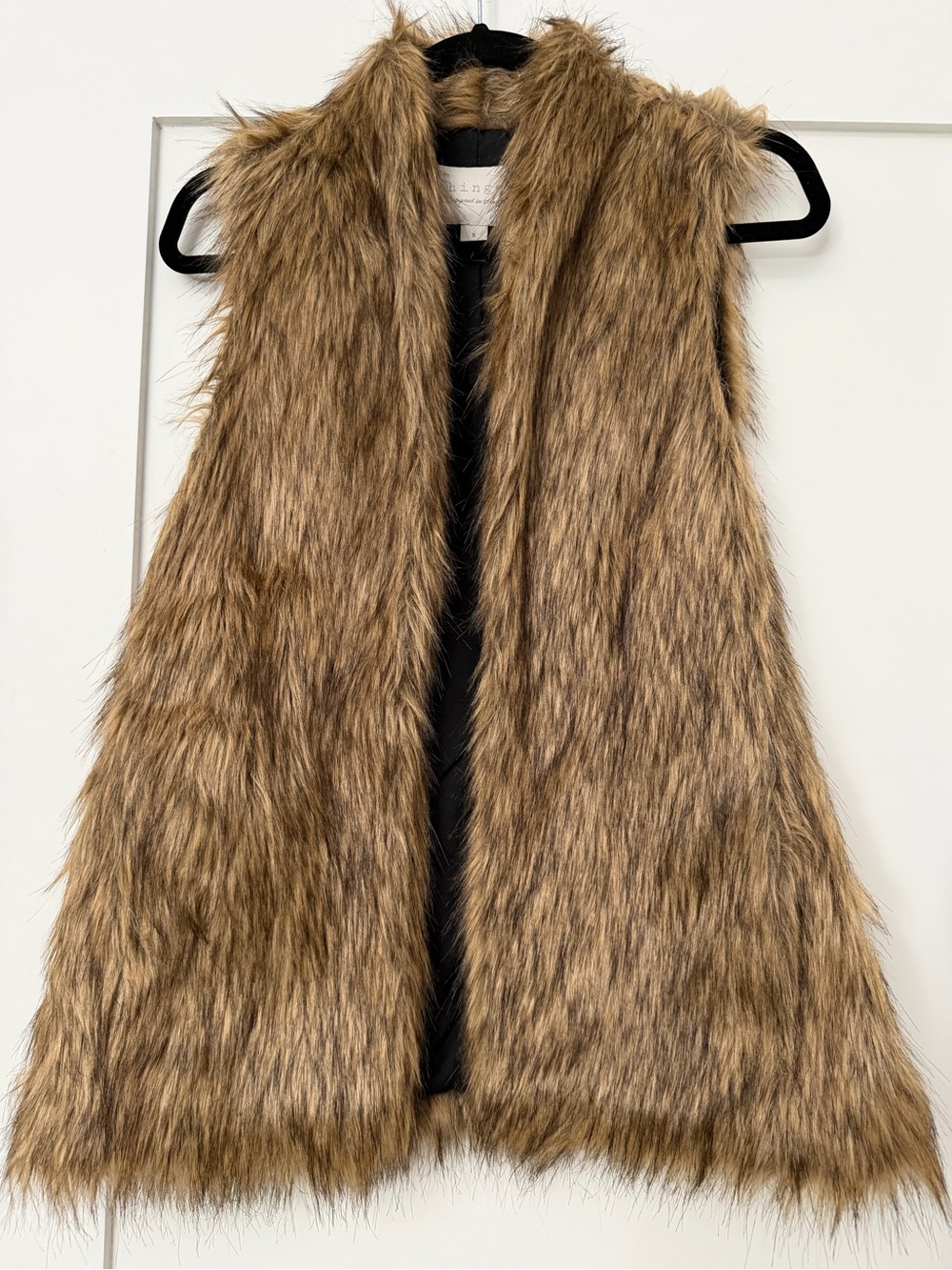 hinge Black Faux Fur Vest - Plush Open Front Layer